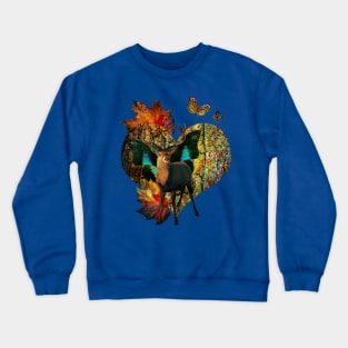 Deer and heart art print Crewneck Sweatshirt